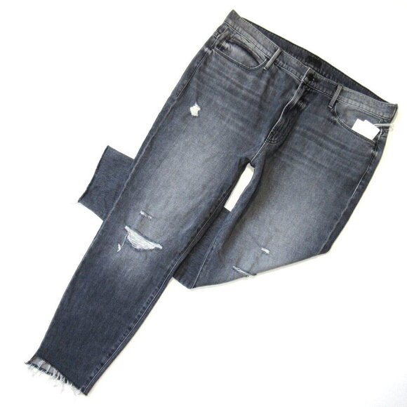 NWT Mother Zip Stunner Ankle Step Fray in Unstitched in the Dark Skinny Jeans 33